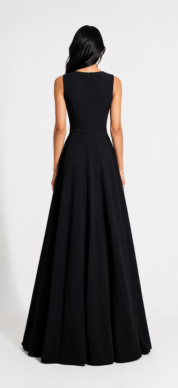 Midnight Elegance Crystal Neckline Gown - Grace