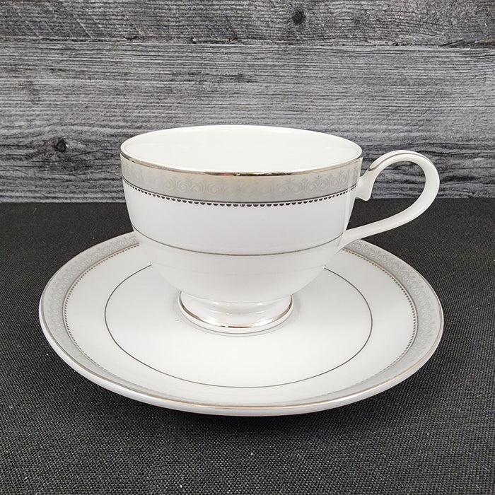 Mikasa Platinum Crown Tea Cup & Saucer Set of 4 Coffee Mug Ceramic White L3428