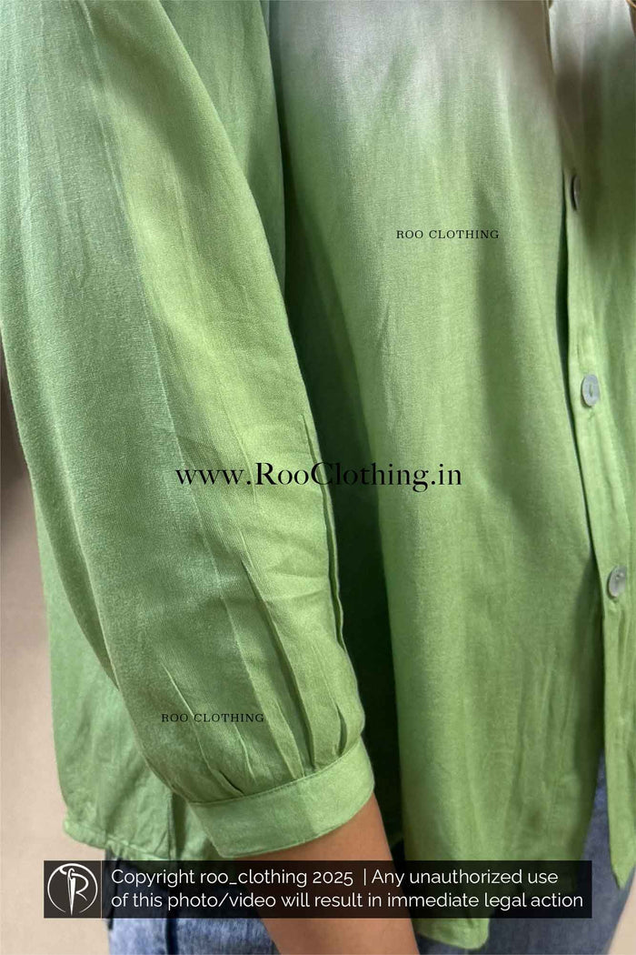 Mint Mist Green Ombre Tie-Dye Full Sleeve Rayon Shirt – Relaxed Fit
