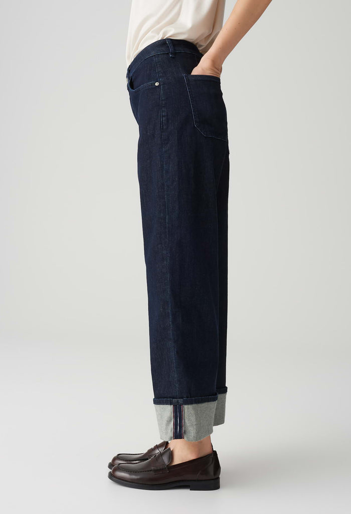 Miva Turn-Up Cropped Wide Jeans
