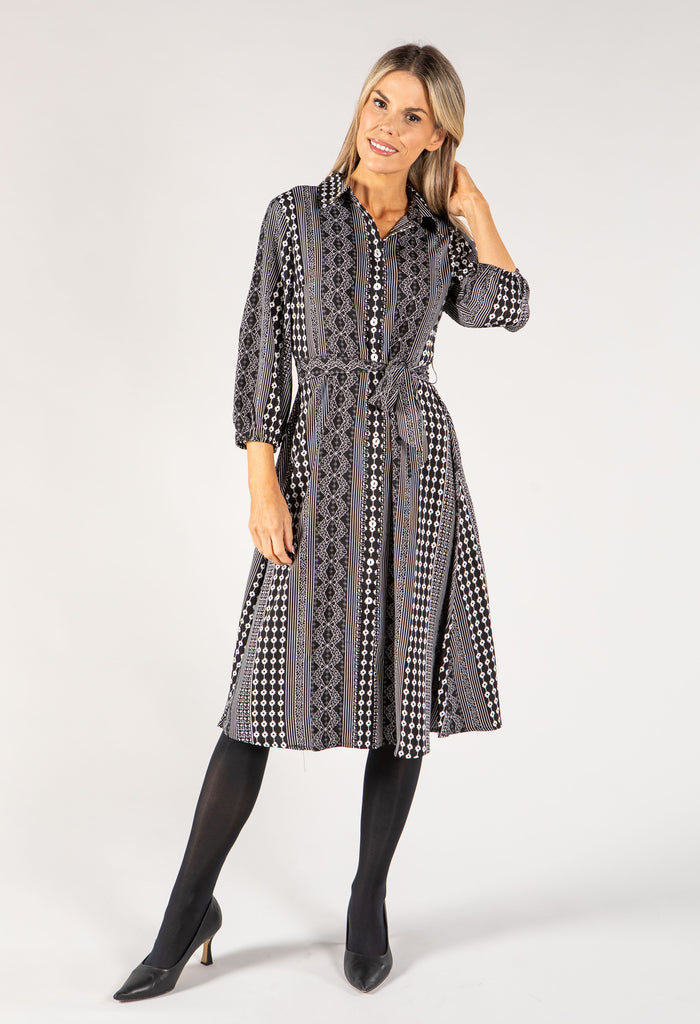 Mixed Print Shirt Dress