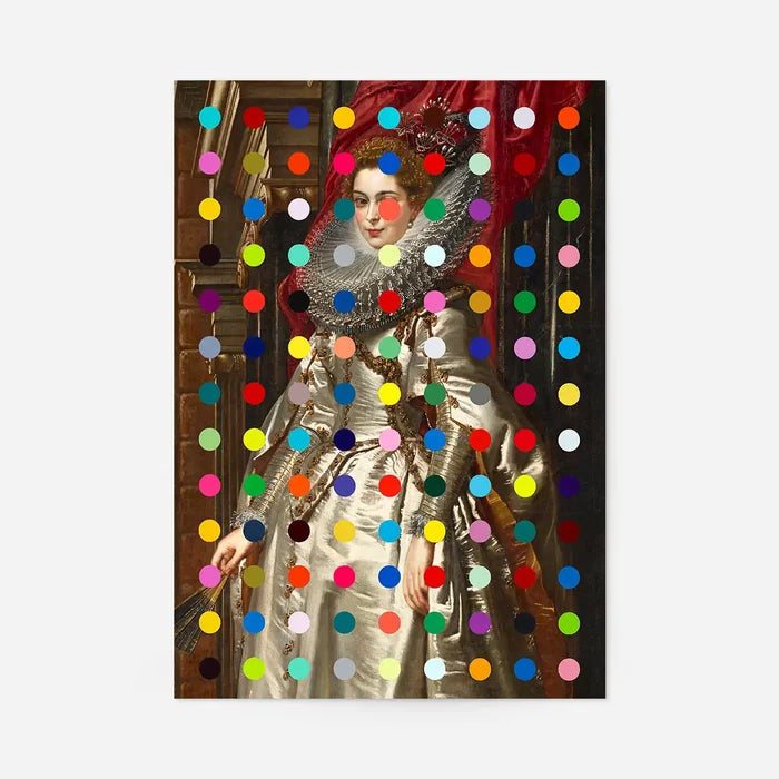 Modern Art Dots Portrait Altered Art Print 1, quirky altered art print, unframed