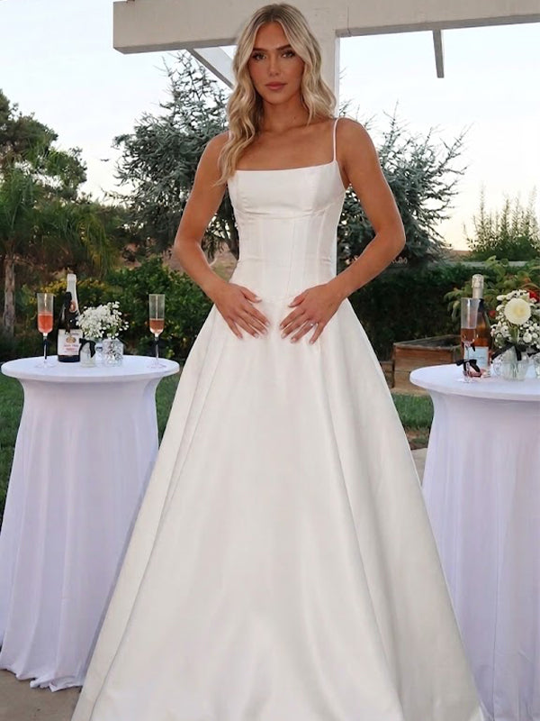 Modern Classic Square Neck A-line Wedding Dress, WD3224