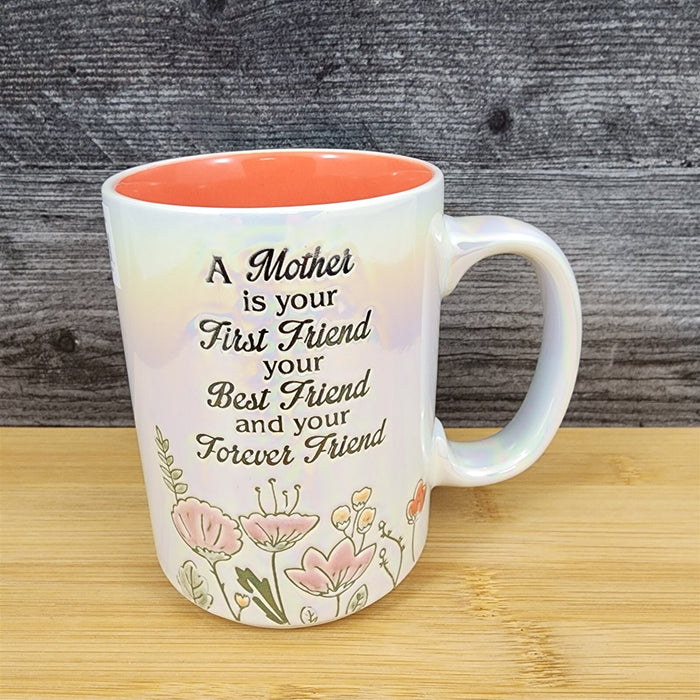 Mom Best Friend Coffee Mug Ceramic Embossed Luster Glaze Tea Cup Mother Blue Sky