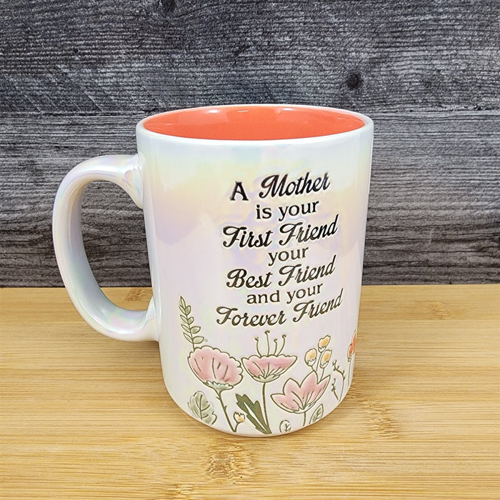 Mom Best Friend Coffee Mug Ceramic Embossed Luster Glaze Tea Cup Mother Blue Sky