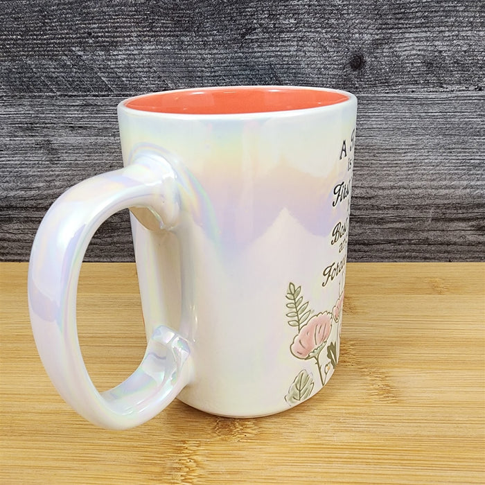 Mom Best Friend Coffee Mug Ceramic Embossed Luster Glaze Tea Cup Mother Blue Sky