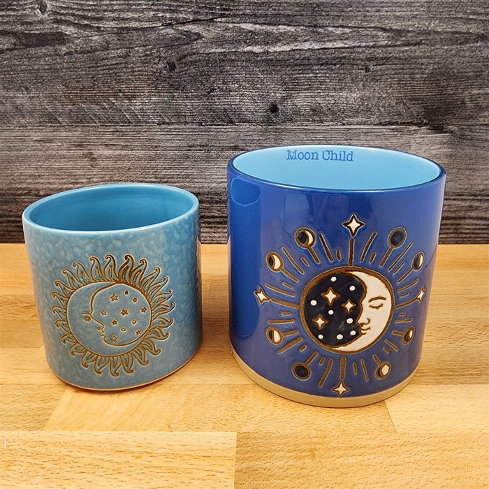 Moon Child Canister Set Nested by Blue Sky 4" & 5" Kitchen Embossed Home Décor