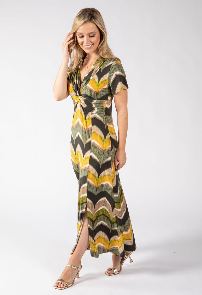 Mosaic Chevron Print Midi Dress