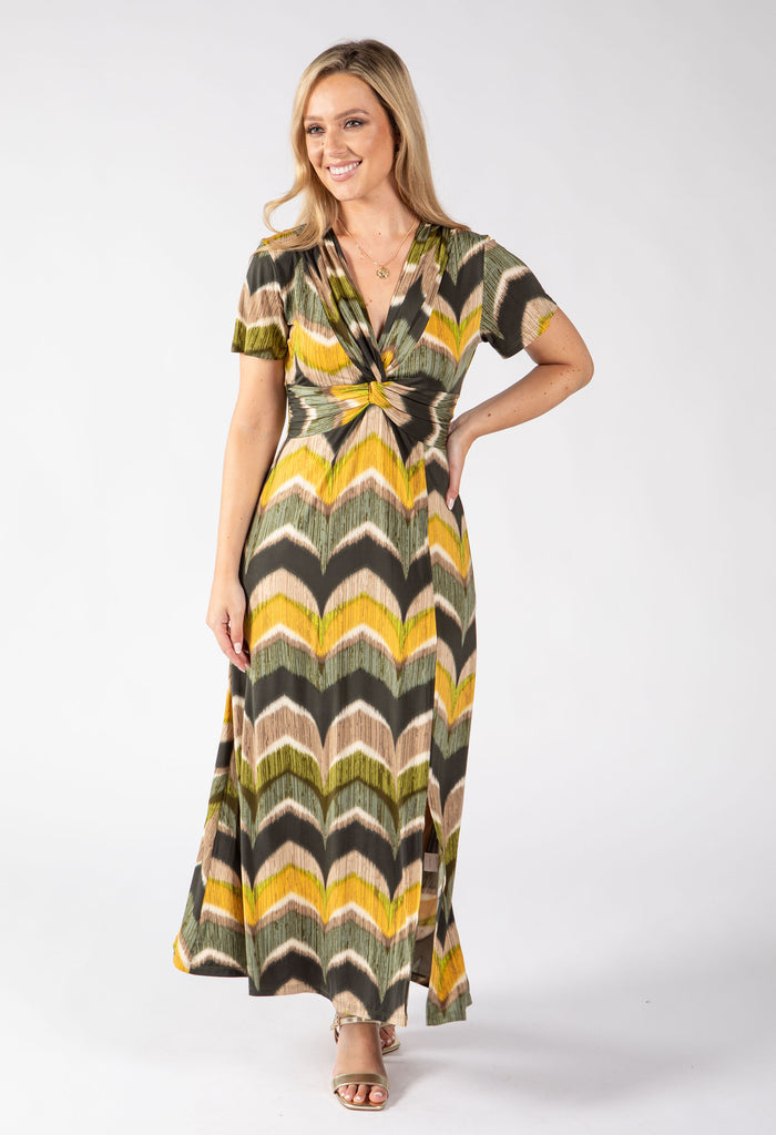 Mosaic Chevron Print Midi Dress
