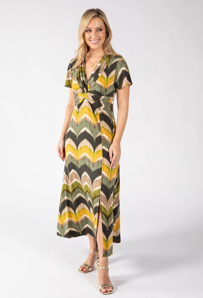 Mosaic Chevron Print Midi Dress