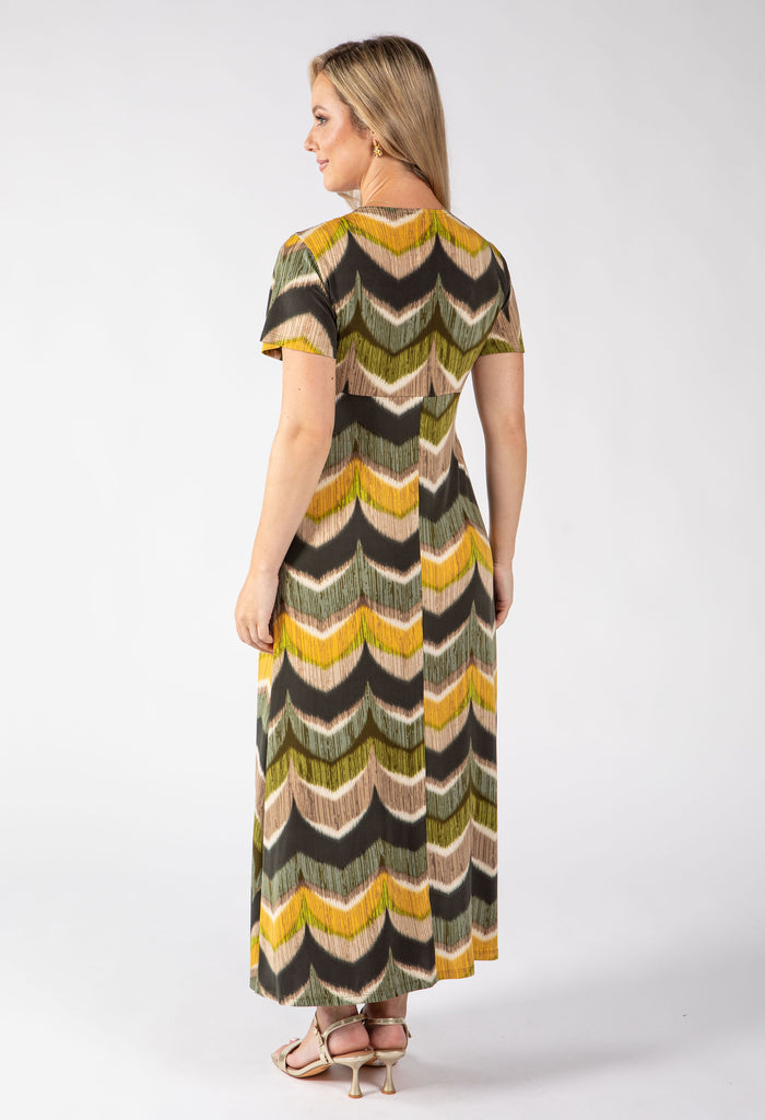 Mosaic Chevron Print Midi Dress