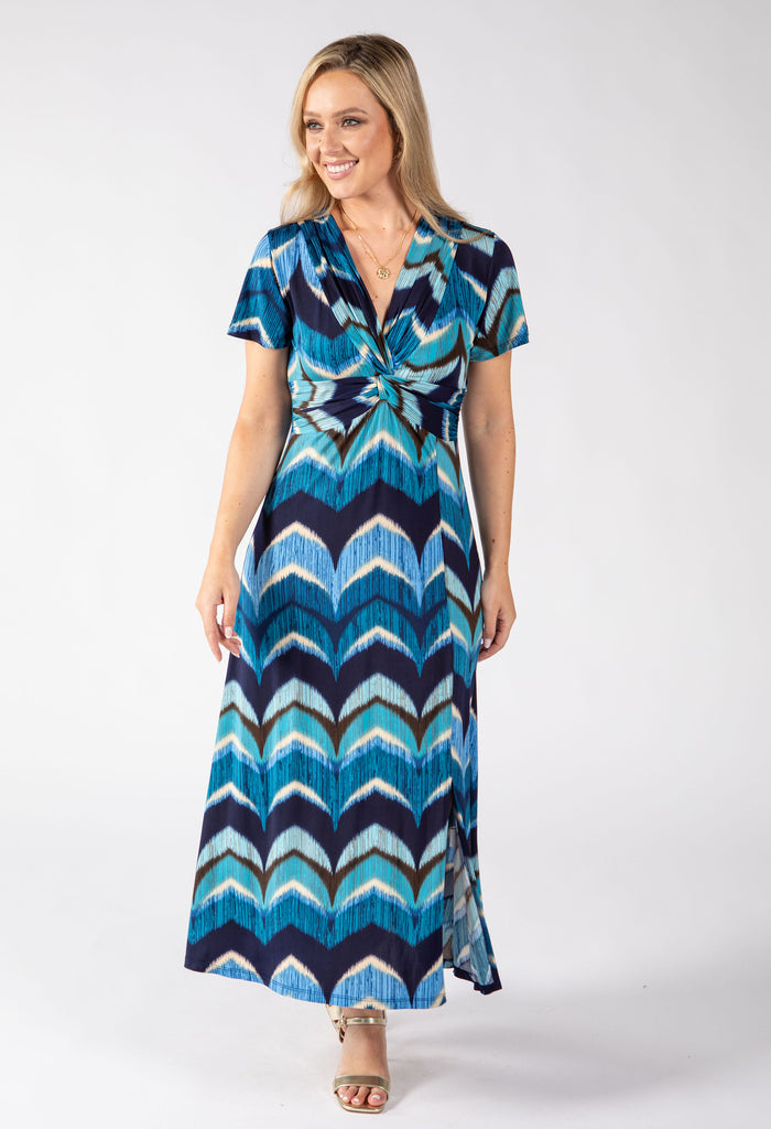 Mosaic Chevron Print Midi Dress