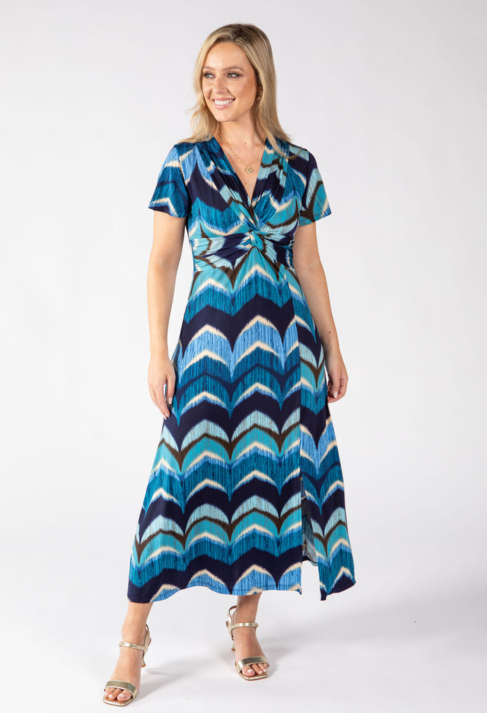 Mosaic Chevron Print Midi Dress