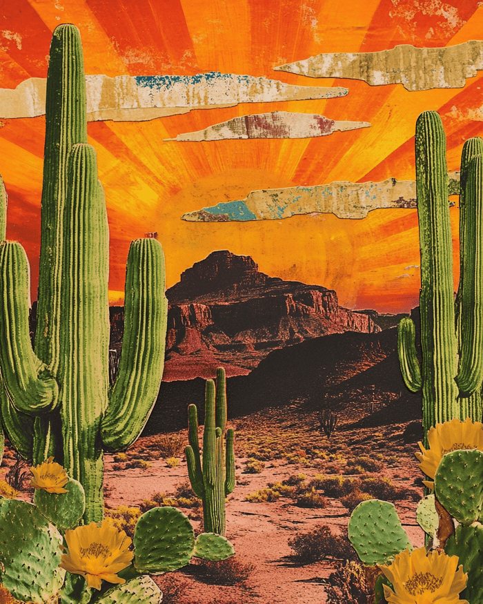 Mowbi - Arizona Collage - American Southwest Art Prints - 8"x10" Artwork for 11"x14" Frame