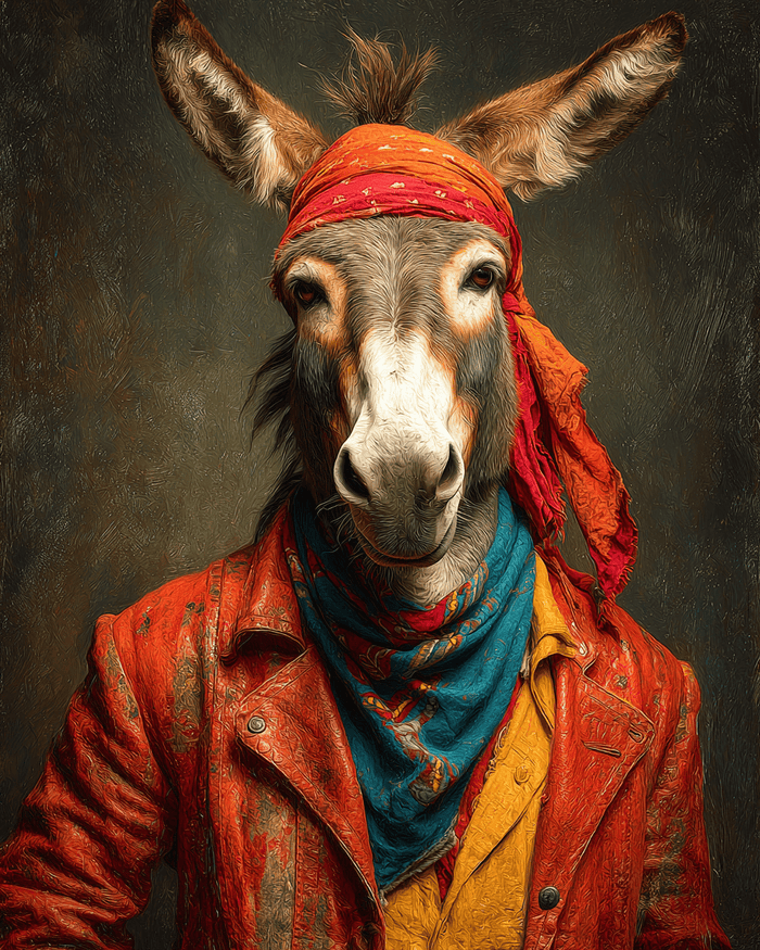 Mowbi - Donkey Hipster - 8"x10" Artwork for 11"x14" Frame