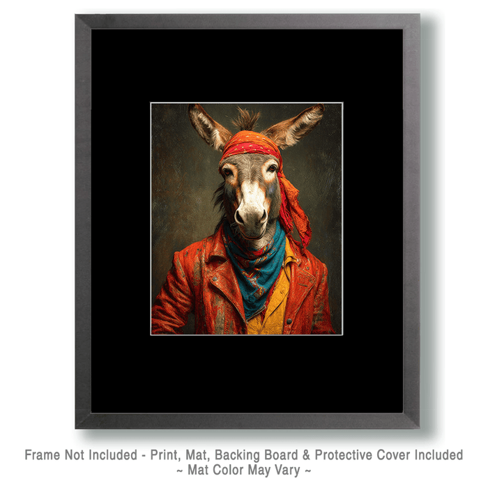 Mowbi - Donkey Hipster - 8"x10" Artwork for 11"x14" Frame