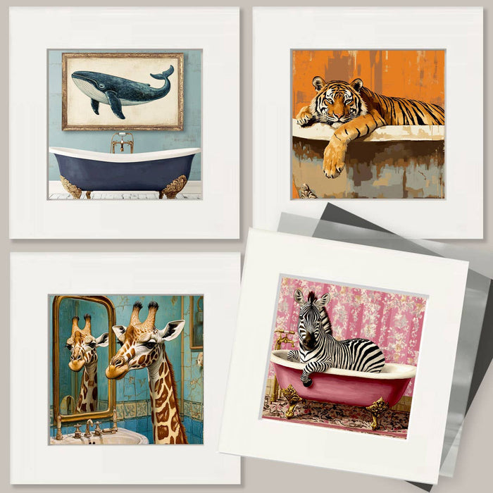 Mowbi - Highland Cow Bathtub Still-Life - Bathroom Art 8"x10" Artwork for 11"x14" Frame