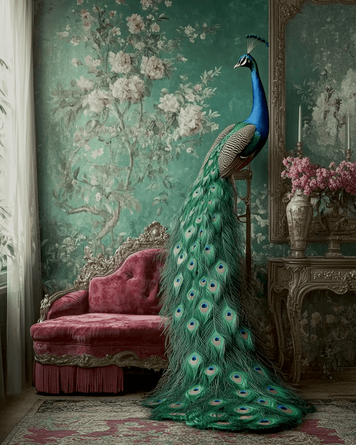 Mowbi - Peacock Morning - Bedroom Art Prints – 8″x10″ Artwork in 11″x14″ Mat