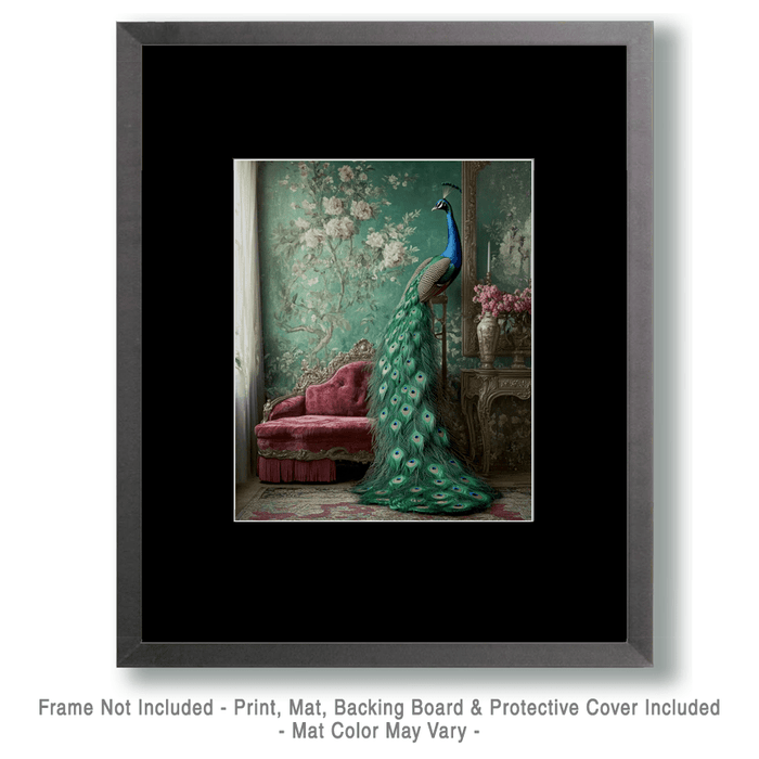 Mowbi - Peacock Morning - Bedroom Art Prints – 8″x10″ Artwork in 11″x14″ Mat