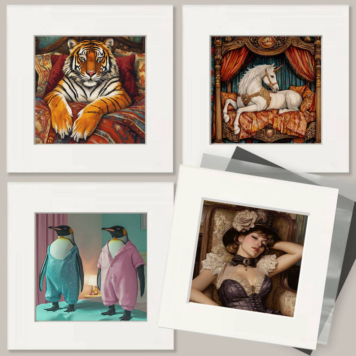 Mowbi - Peacock Morning - Bedroom Art Prints – 8″x10″ Artwork in 11″x14″ Mat