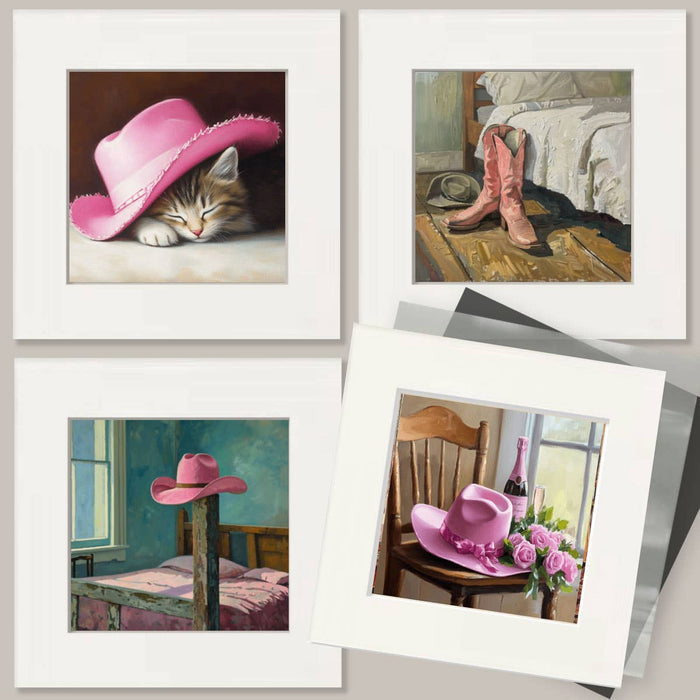 Mowbi - Southwest Full Moon Cowgirl - Wall Art Print - Coastal Cowgirl  8"x10" Artwork - 11"x14" Mat