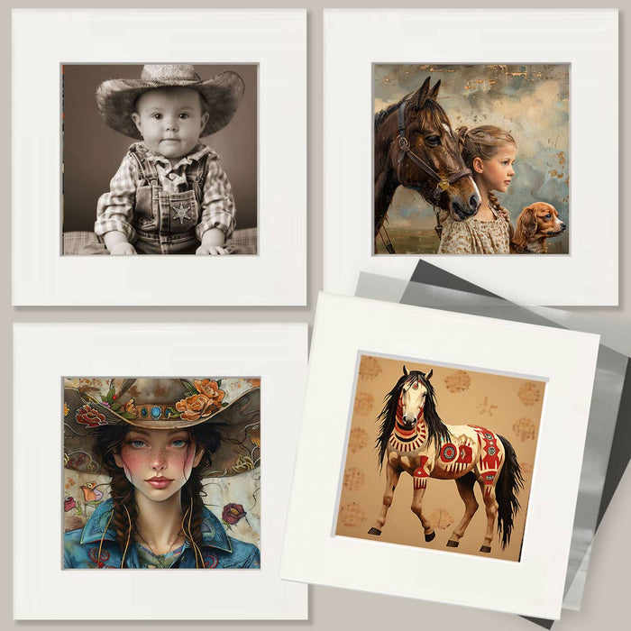Mowbi - Southwest Full Moon Cowgirl - Wall Art Print - Coastal Cowgirl  8"x10" Artwork - 11"x14" Mat