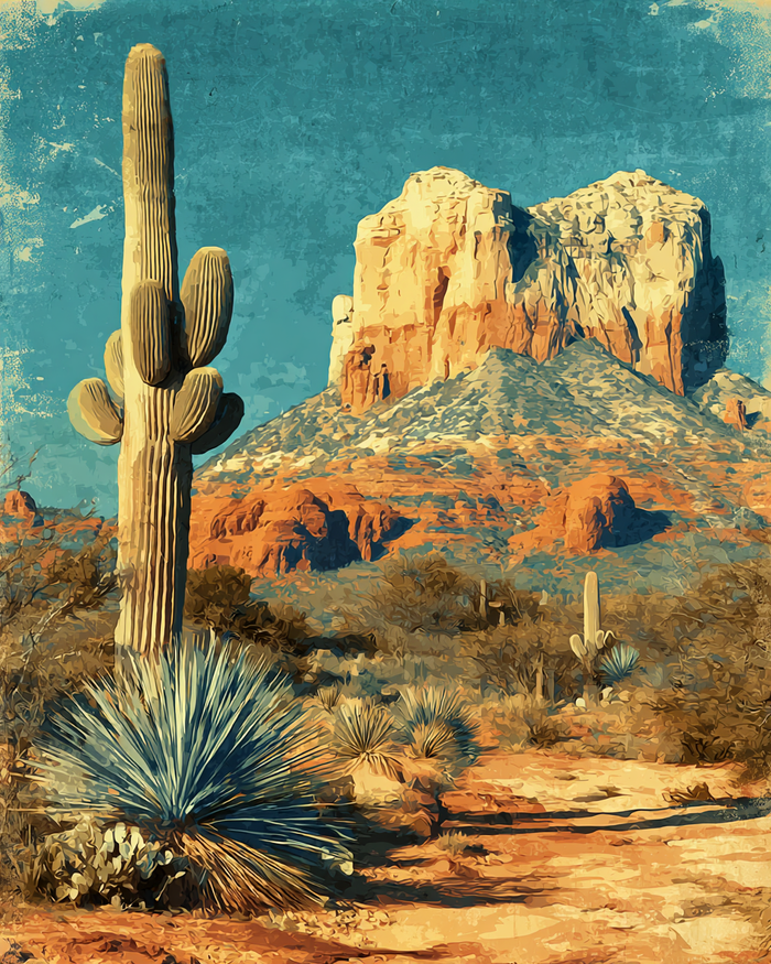Mowbi - Southwestern Art Print of Sonoran Desert Butte
