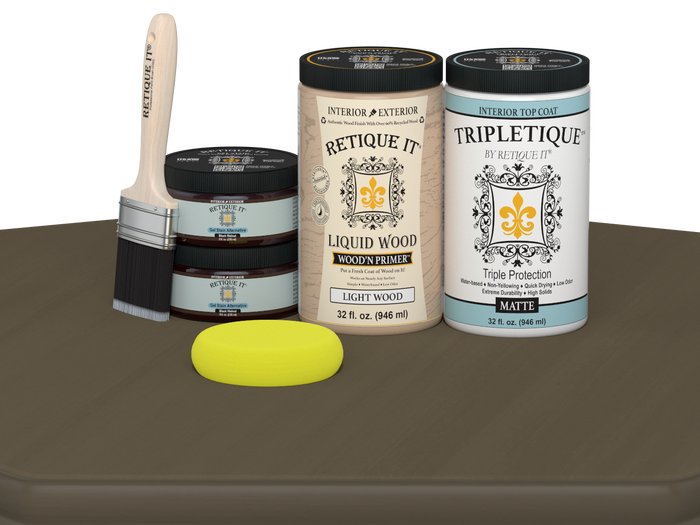 Retique It Multi-purpose Smooth Finish Kit (Large) in Black Walnut, interior top coat for wood furniture with matte finish.