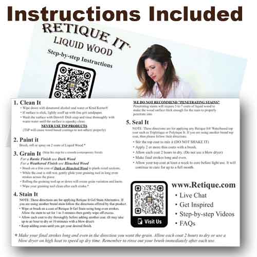 Retique It Multi-purpose Smooth Finish Kit (Large) in Black Walnut for interior wood projects, showing application instructions.