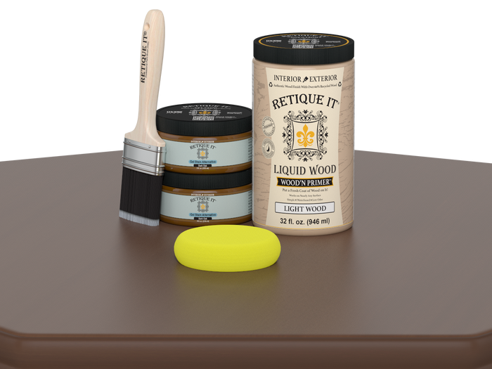 Large Dark Oak Wood'n Finish Kit by Retique It with smooth finish wood products and tools for multi-purpose use.