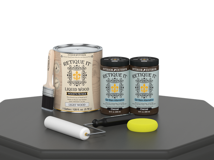 Retique It Multi-purpose Wood'n Finish Kit in charcoal, large size, featuring smooth wood finish for furniture and crafts.