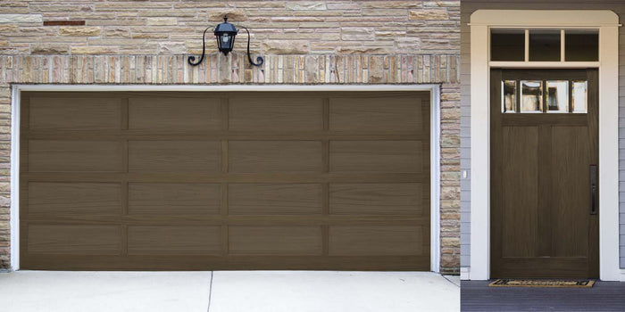 Large Charcoal Wood'n Finish Kit by Retique It for interior wood projects, featuring a grained garage door with a wood-like finish.