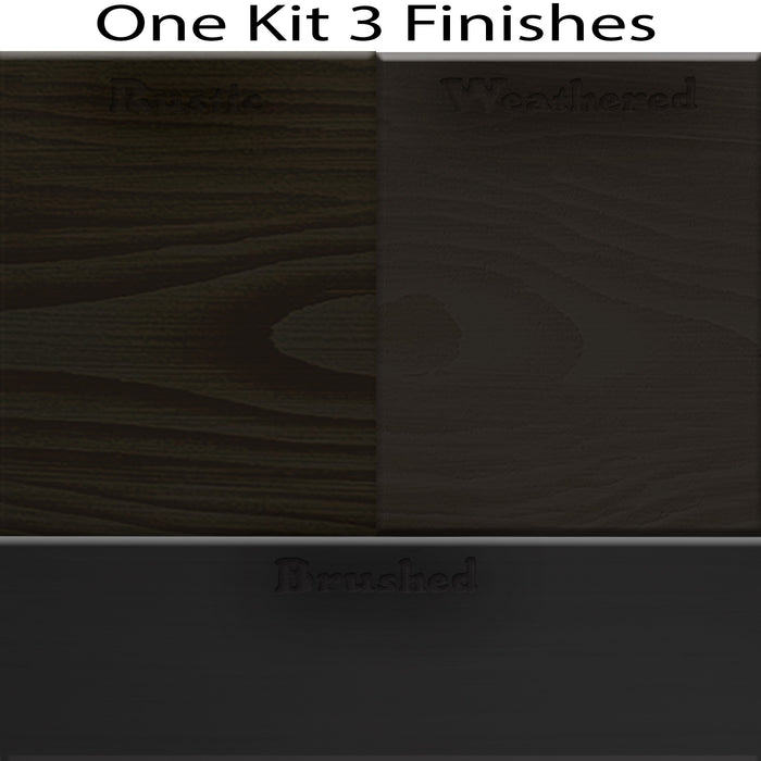 Swatch of four large Retique It Wood'n Finish Kits in classic black, showcasing versatile wood finish options and textures.