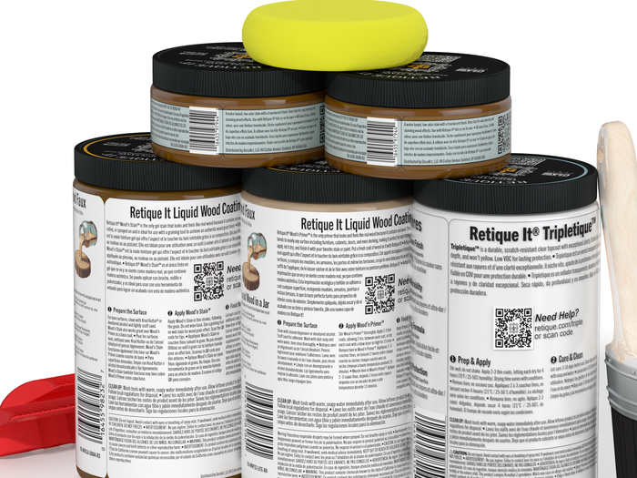 Large Dark Oak Wood'n Kit interior top coat from Retique It Wood'n Finish Kits, showing a container with dark oak finish and application brush.