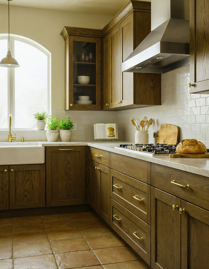 Large Dark Pecan Wood'n Finish Kit by Retique It for interior wood projects, featuring a rustic black walnut kitchen surface.