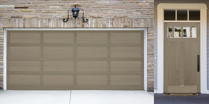 Large Wood'n Finish Kit by Retique It for rustic driftwood projects, shown on a garage door surface with a natural wood finish.