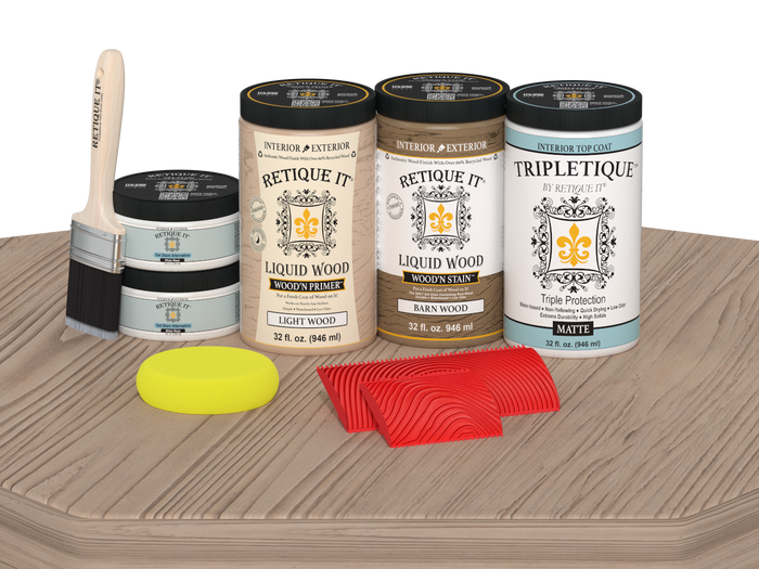 Large French Oak Wood'n Finish Kit by Retique It for interior top coat, featuring matte finish on a wood surface.