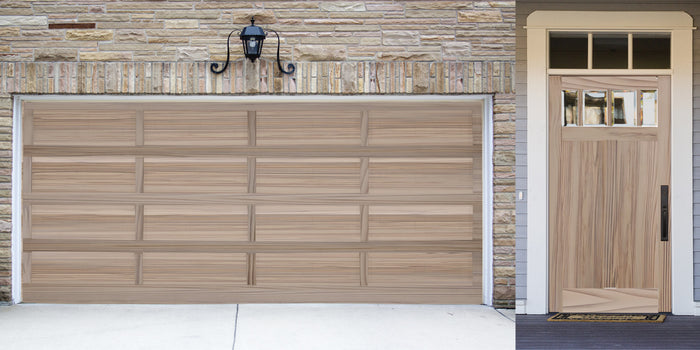 Large French oak Wood'n Finish Kit by Retique It for multi-purpose wood finishing projects, shown with rustic garage door.
