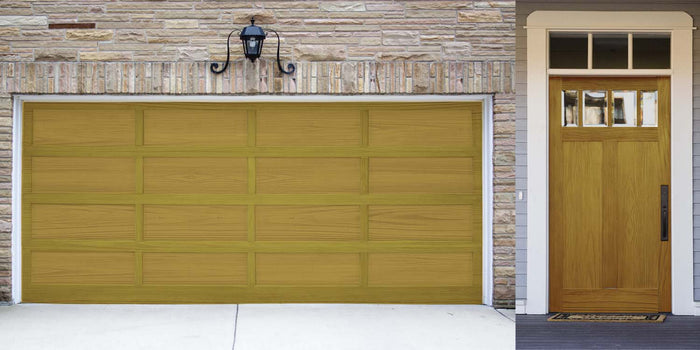 Large Old Oak Wood'n Finish Kit by Retique It for interior top coat, shown on a grained garage door surface.