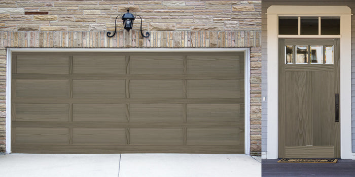 Large Weathered Wood Wood'n Finish Kit by Retique It for multi-purpose wood finishing, shown on rustic garage door.
