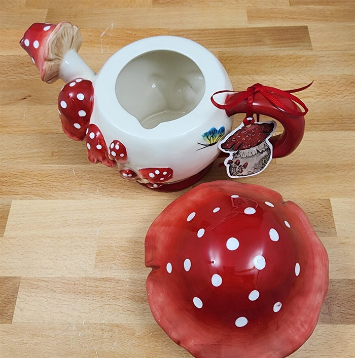Mushroom Teapot by Blue Sky Heather Goldminc Ceramics Floral Decor Tea Pot