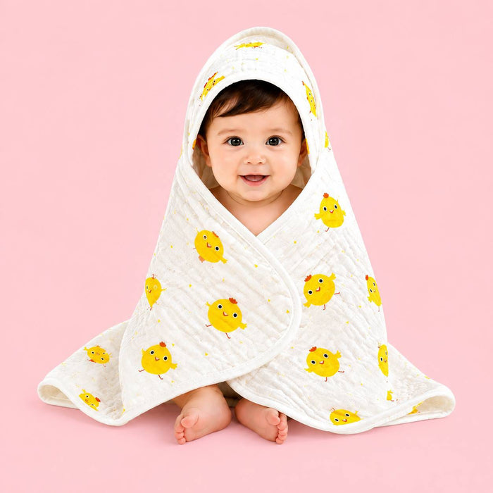Muslin Baby Wrapper – Cute Chick Print | Soft & Breathable Baby Wrap for Newborns