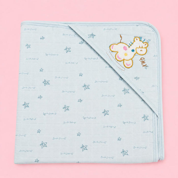 Muslin Hooded Receiving Towel - Light Blue