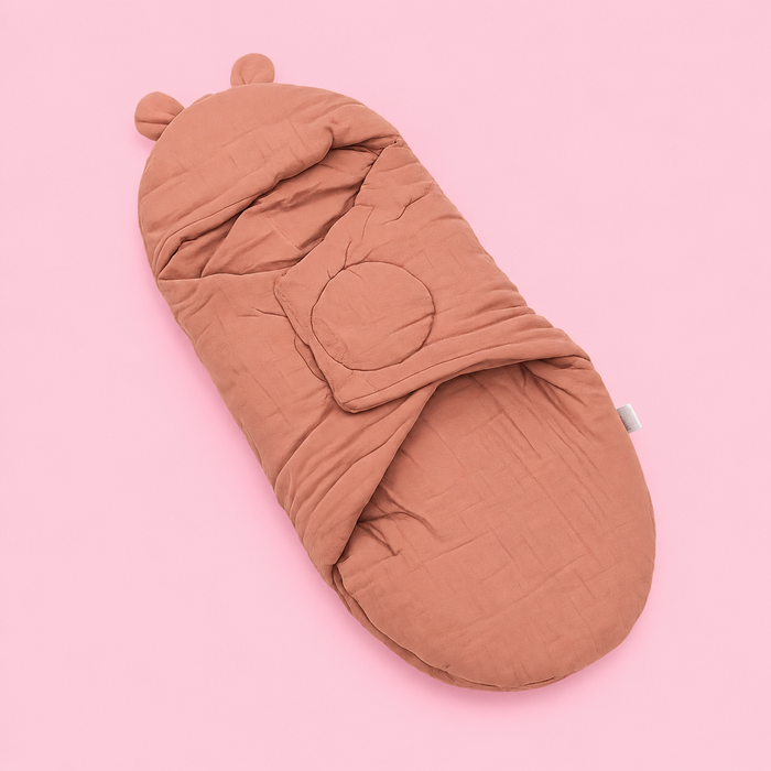 Muslin swaddle wrapper | Plain Colours | Crinkled Muslin | Brown