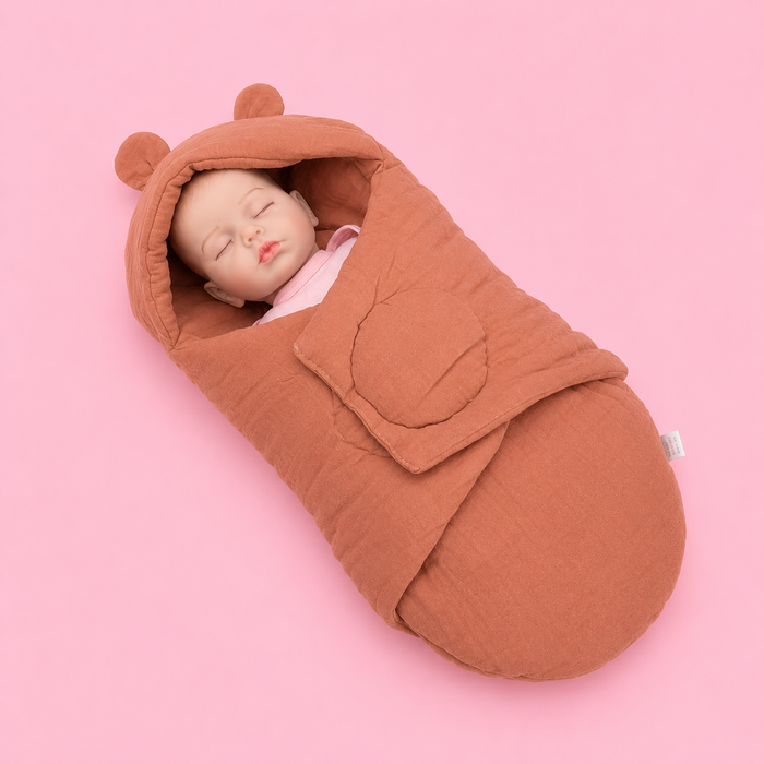Muslin swaddle wrapper | Plain Colours | Crinkled Muslin | Brown