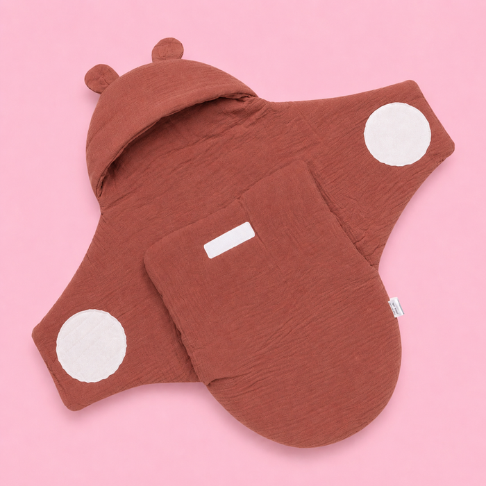Muslin swaddle wrapper | Plain Colours | Crinkled Muslin | Brown