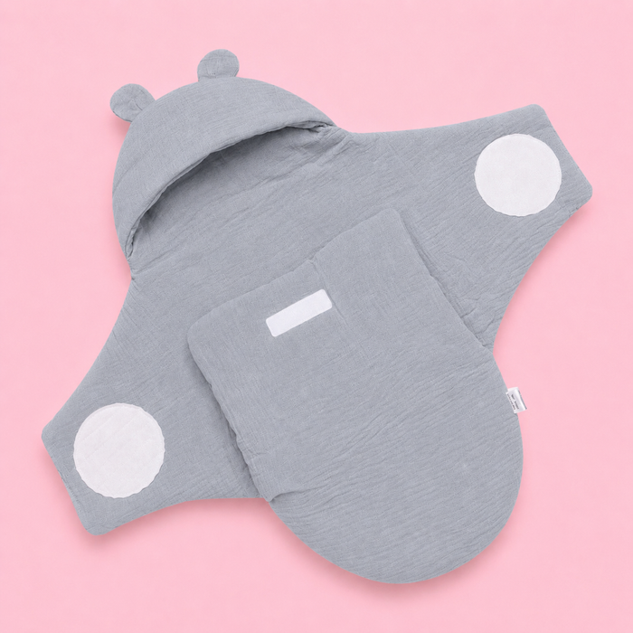 Muslin swaddle wrapper | Plain Colours | Crinkled Muslin | Grey