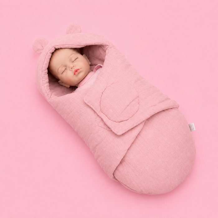 Muslin swaddle wrapper | Plain Colours | Crinkled Muslin | Pink
