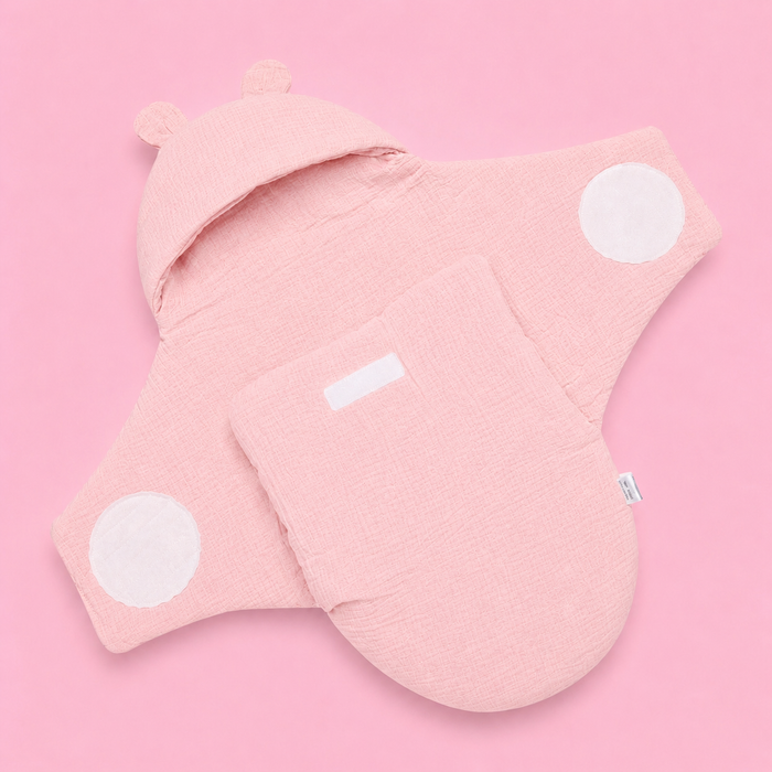 Muslin swaddle wrapper | Plain Colours | Crinkled Muslin | Pink