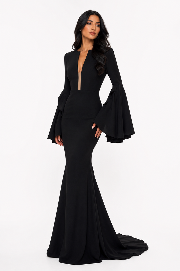 Noir Plunge Mermaid Dress – Eclipse